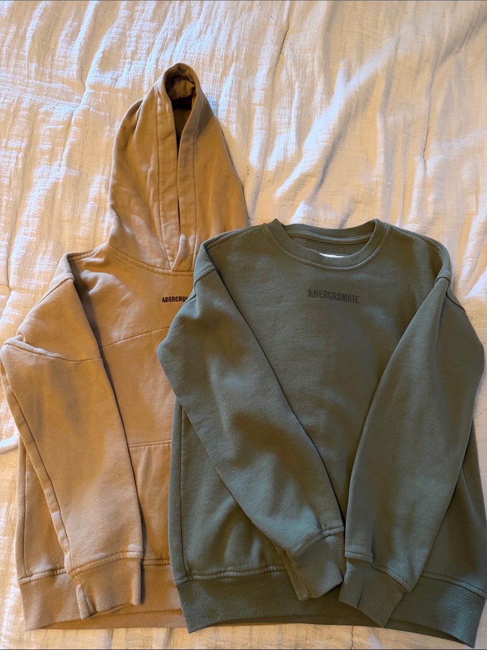 Abercrombie & Fitch Boys Crewneck Sweatshirt and Hoodie - Olive Green & Tan